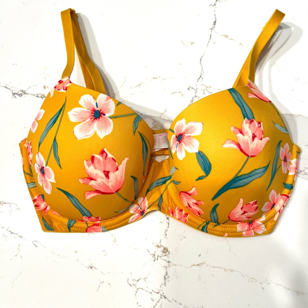 PINK Victoria's Secret Floral Yellow Bra
